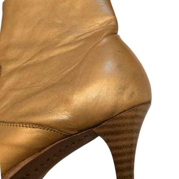 Gold Leather RUDEL Snip Toe Western Cowgirl Boots sz 7 - Picture 11 of 11